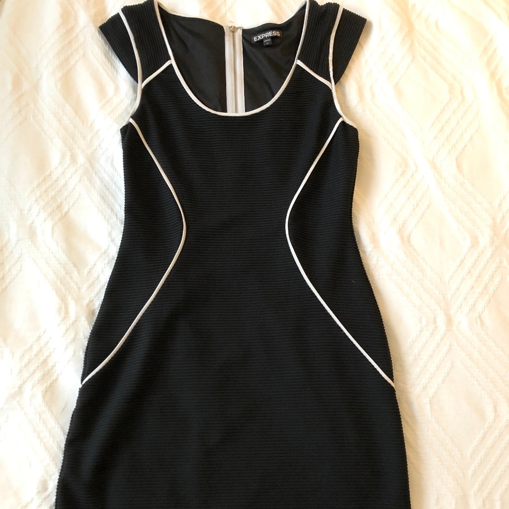 EXPRESS BLACK DRESS with White Detail